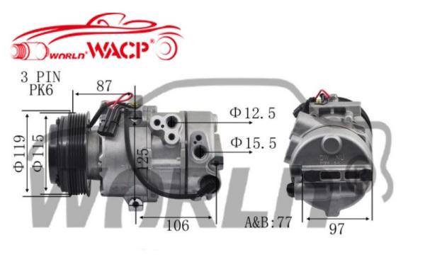 Quality ACP1550000S Car AC Compressor For Kia K3 For Sportage DW16 6PK WXKA025 for sale
