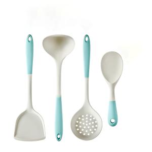 China Wholesale Price Silicone Kitchen Utensils Spoons Shovels Two Color Non Stick Cookware 4-Piece Set Of Cookware on sale