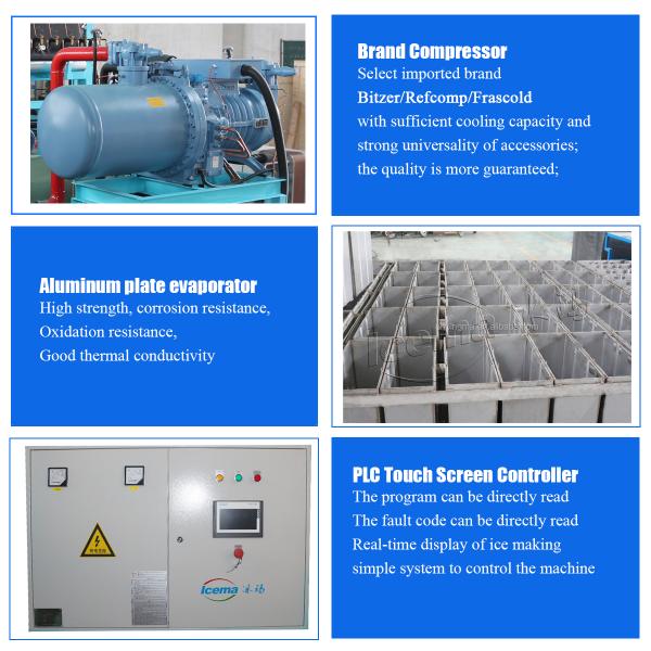 2000 KG TECUMSEH Compressor 15 Ton Container Block Ice Machine with Mobile Plant