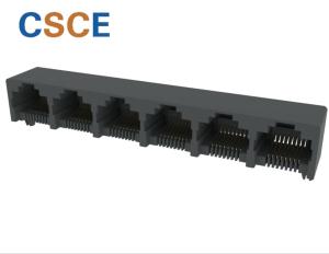 China 1×6 8P8C Unshielded Plastic RJ45 Modular Socket on sale
