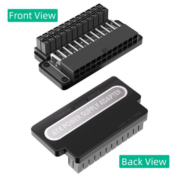 ATX 24Pin Female To 24pin Male 90 Degree Power Adapter With Power OK And Stand By LED And ABS Plastic Top Cover