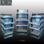 PDQ pop display stand with hooks for hang stools cardboard display rack stand