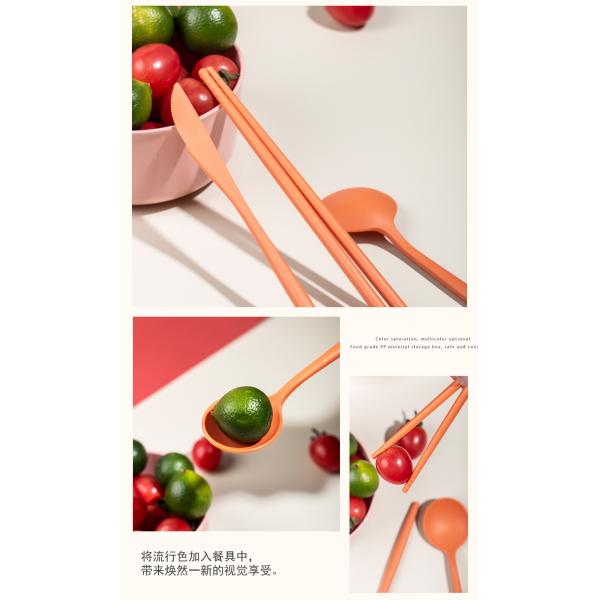 Lightweight Eco Tableware Accessories Food Grade Wheat Straw Fibre 4-PC Flatware Set For High Temperature Environments