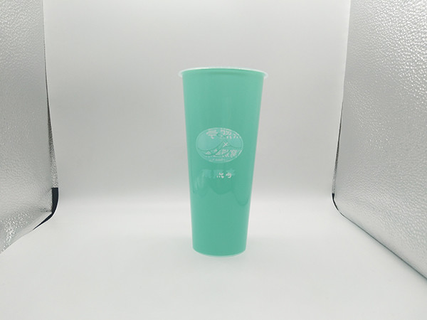 BPA Free Plastic Milk Tea Drinking Cups Iml In Mould Labeling 700ml