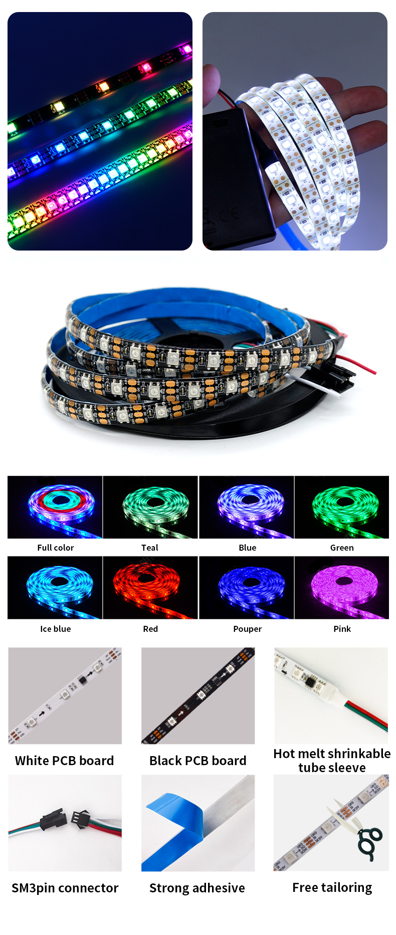 Smart LED Light Strip Controller with Smd 5050 Led Chip and 2-year Working Lifetime