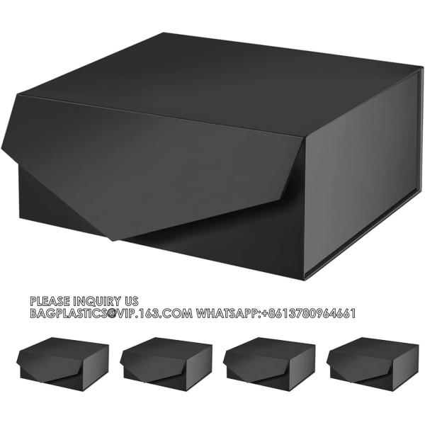 Groomsmen Proposal Boxes, Magnetic Closure Rectangle Collapsible Boxes For Gift Packaging (Matte Black)