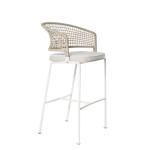 H109cm W55cm Black And Wicker Bar Stools , Wicker Counter Height Stools For