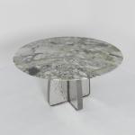 Matte Grey Marble And Metal Dining Table Satin Finish Customized