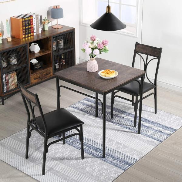 Quality Rust Proof 3 Piece Dining Table Set Industrial Style Dining Room Sets for sale