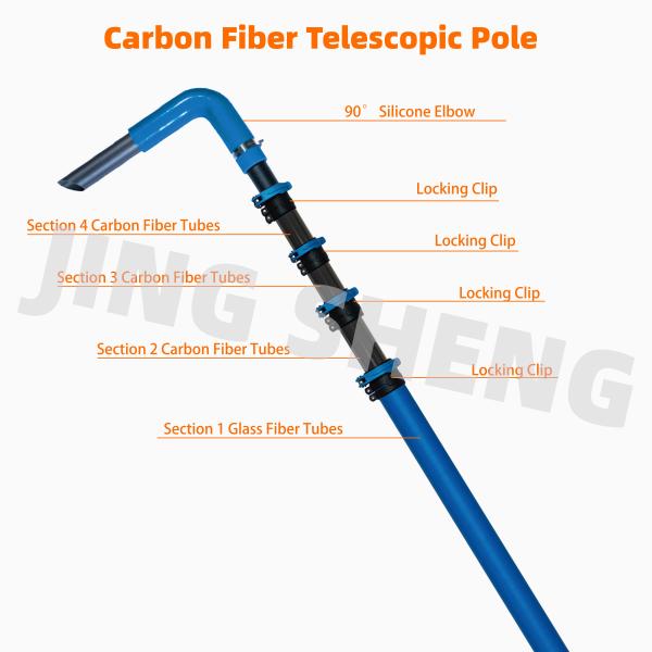 22ft Carbon Fiber Gutter Vacuum Pole Lightweight and Durable for Industrial and Commercial