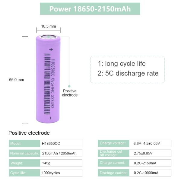 Factory Direct High Capacity Type Cylindrical Rechargeable Cell 18650 3.6v 2150mah Lithium Battery