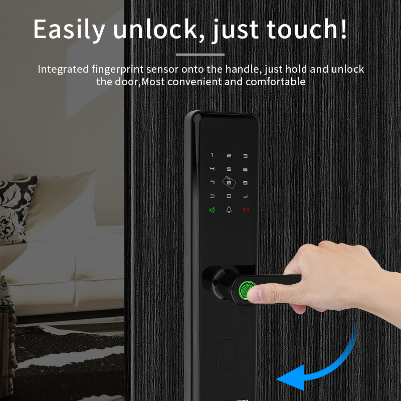 Fingerprint Touch Smart Door Lock Tuya App Control Unique Chip Encryption Technology