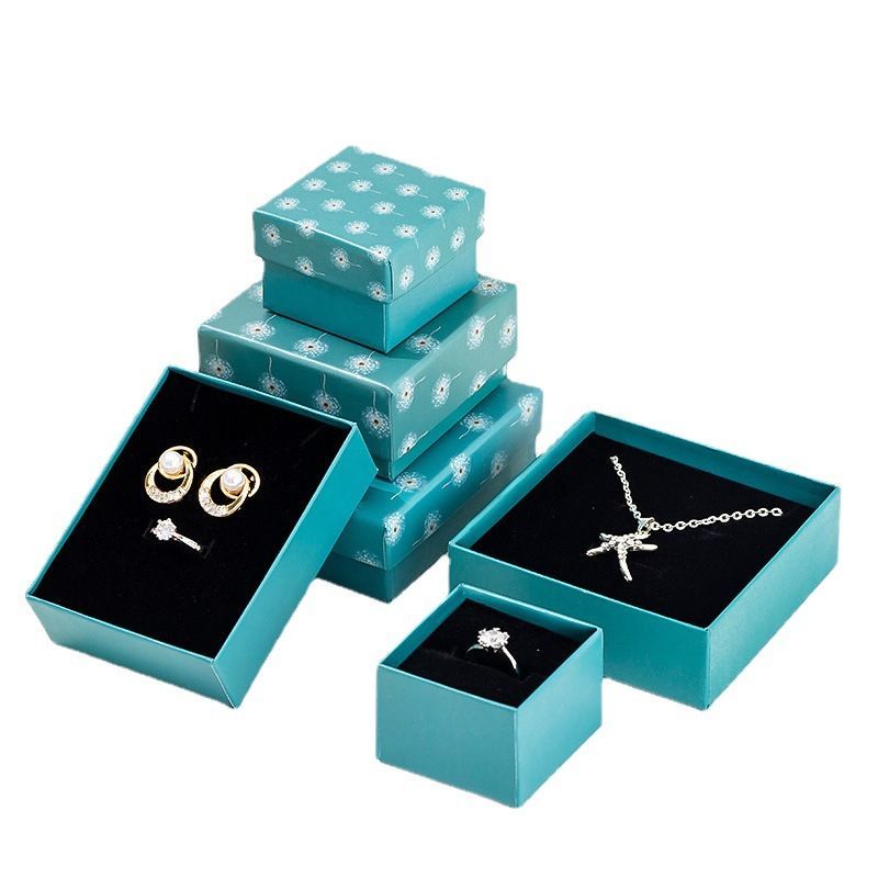 Rigid Lid and Base Gift Box Custom Logo Printed Paper Packaging Jewelry Jewellery Square Ring Necklace Gift Box with Foam Insert
