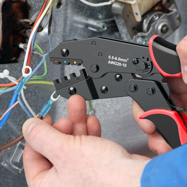 Multicolor Ratcheting Wire Terminal Crimper Durable With Ergonomic Handle