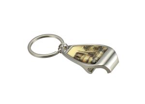 China Epoxy Doming Metal Wine Bottle Opener Vintage Keychain Zinc Alloy on sale
