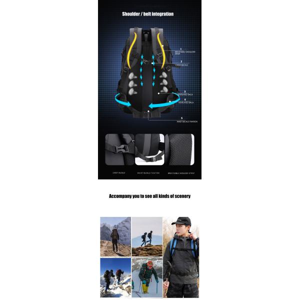 1.3 Inch 70L Camping Backpack Men Women Waterproof Backpack Bag Custom Logo