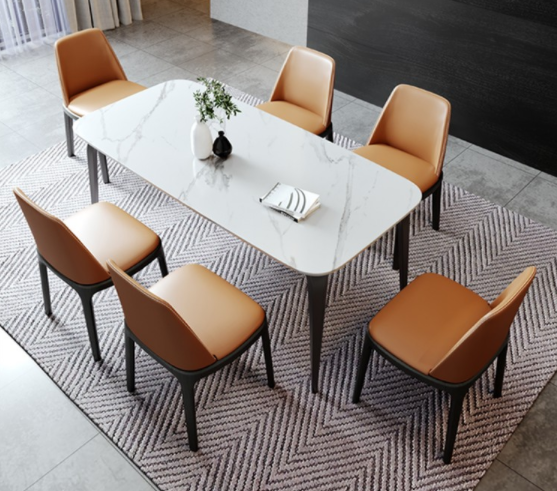 Nordic Rectangular Marble Dining Table And Chair Minimalist