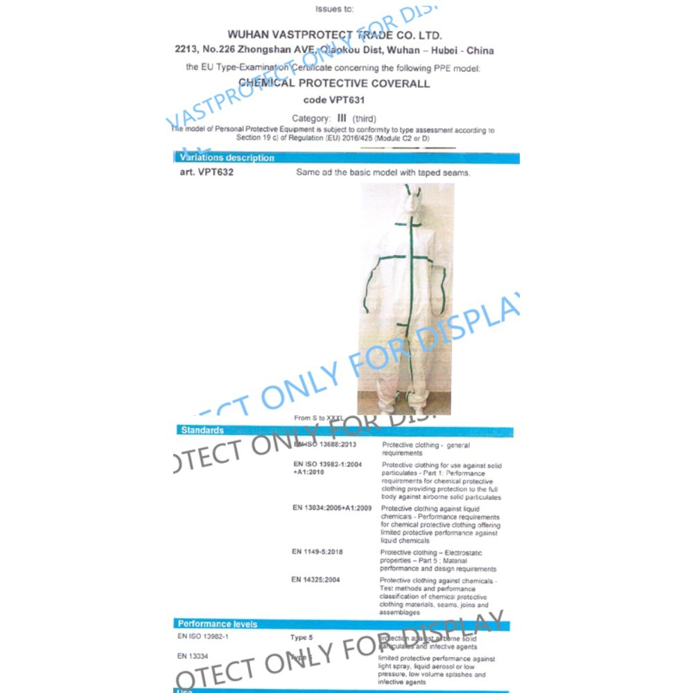 Hot Sale Wholesale Type4/5/6 Isolation Coverall with Blue Strip with Hood Without Boot