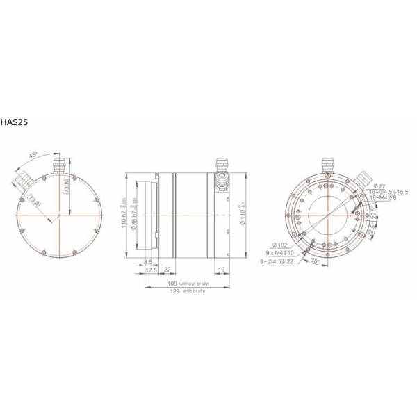 High Positional Accuracy Servo Rotary Actuator Robotic Arm Motor Side Outlet