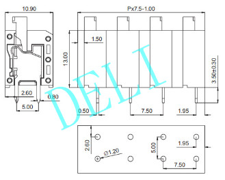 DL143-XX-7.5 PCB Connector 20-16AWG Wire Range AC2000V/1 Min Withstanding Voltage
