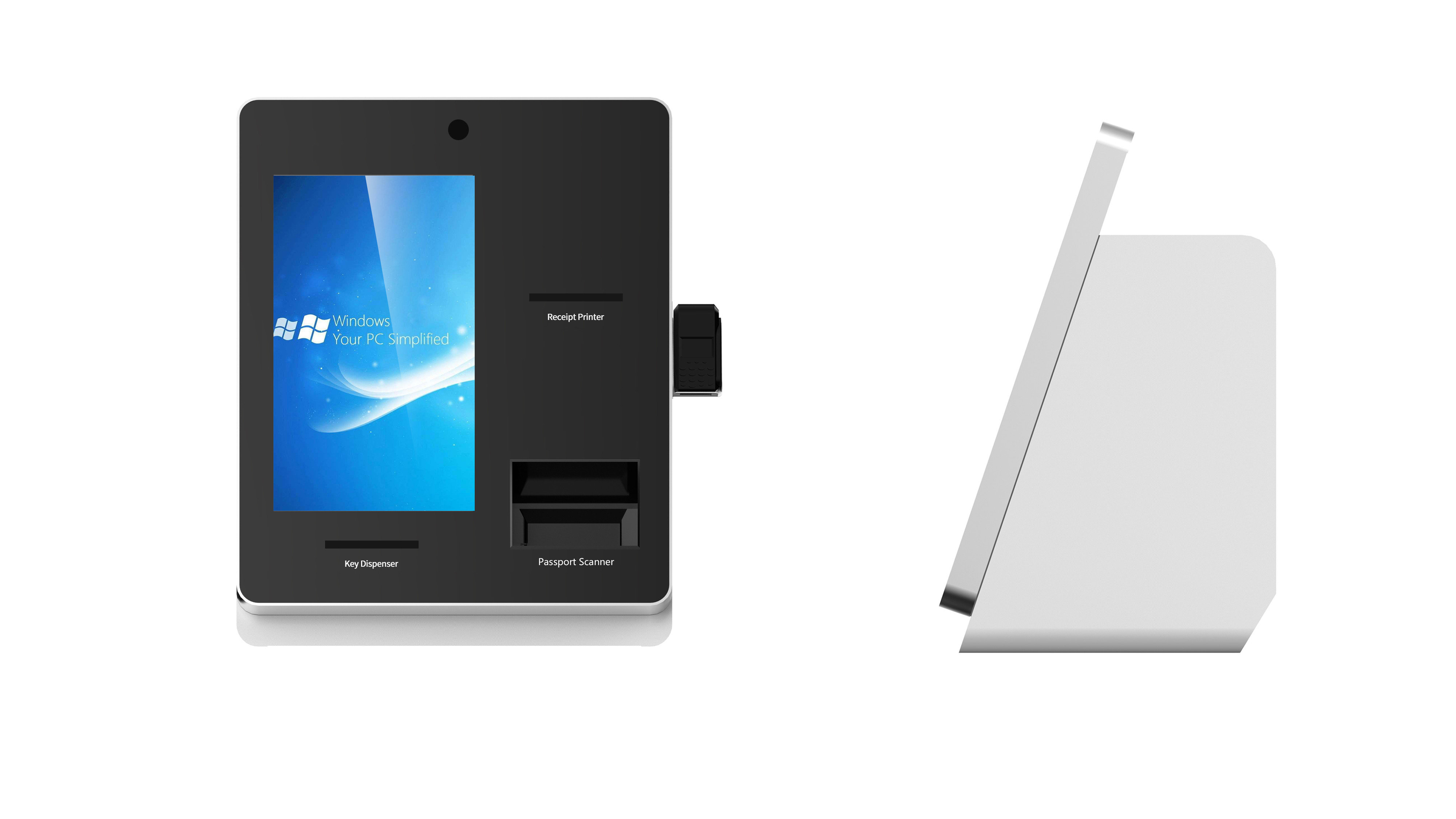Desktop Hotel Terminal Check In With Touch Screen Thermal Printer QR Code Scanner NFC Impact Cinema Ticket Kiosk