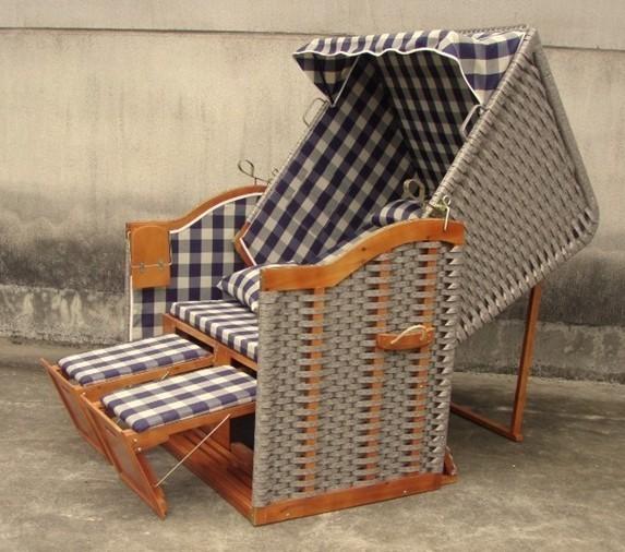 Quality Hand-Woven Wooden Roofed Wicker Beach Chair & Strandkorb For Outdoor Pool for sale
