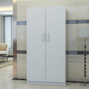 New Design Three Doors Particle Board Wardrobe With Wood Shelves And Hangers