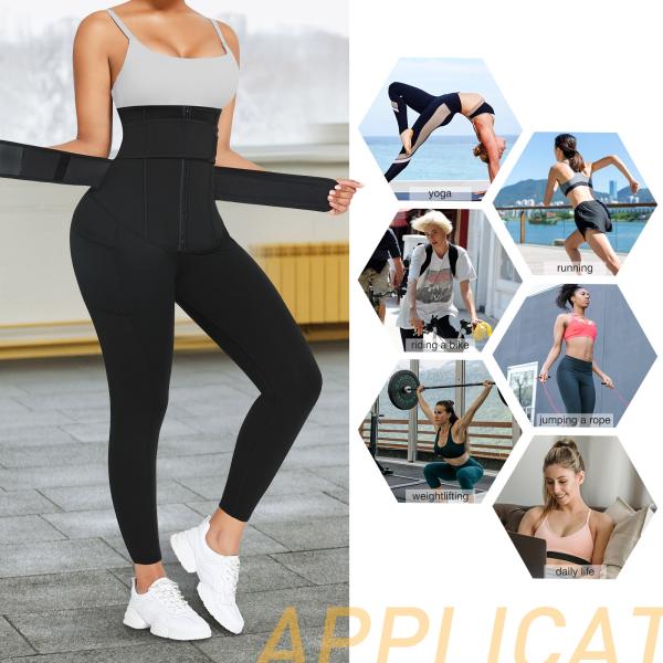 Plus Size Women's Neoprene Waist Trainer Leggings for Slimming HEXIN Compression 2022