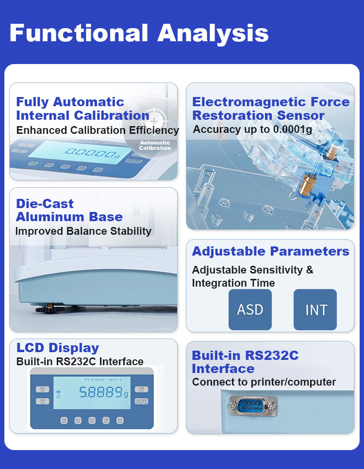 Customizable Precision Digital Scales 200g/0.0001g Laboratory Analytical Balance FA Series 120g 220g 320g