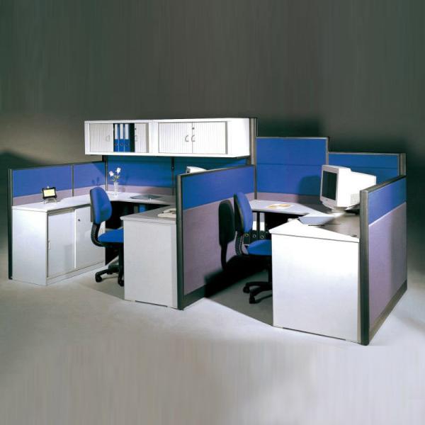Quality Simple 4 Seater Modular Privacy Office Cubicle Workstation With Top Cabinet for sale