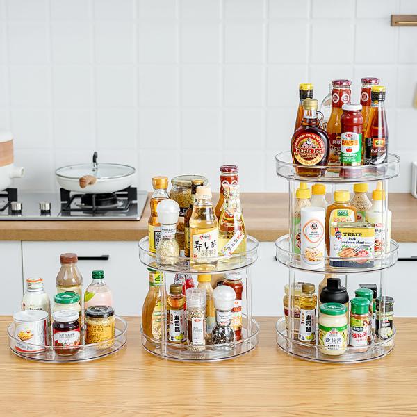 Quality Save Space Transparent Spice Rack Organizer Countertop Spice Display Rack Plastic Lazy Susan for sale