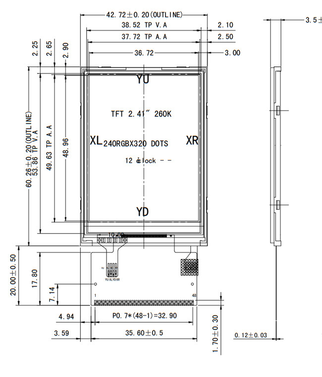TFT LCD Display 2.4" Inch 240x320 QVGA MCU/RGB Interface With Resistive Touch Screen
