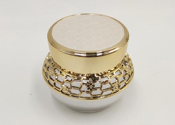 Quality 50ml High End Lotion Jars With Lids , Empty Face Cream Containers Gold Color for sale