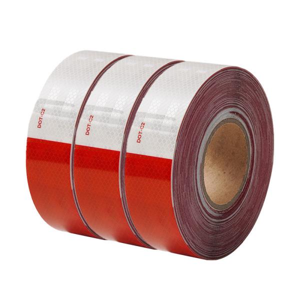 Quality LU Traffic Safety DOT-C2 Certificate Reflective Strip PET Material Red White Checkered Warning Tape for Vehicle for sale