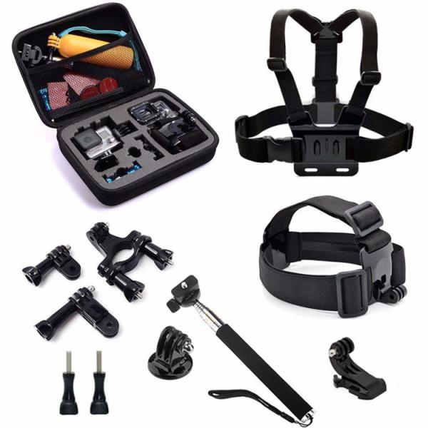 9 In 1 Go Pro Storage Bag Chest Strap Bicycle Bracket Kit Monopod For GoPro SJCAM SJ4000 SJ5000 Xiaomi Yi 4K