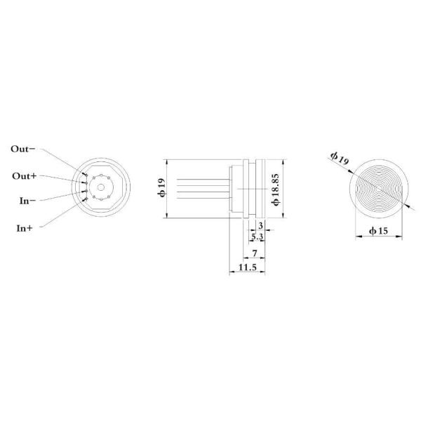 5V powered supply connected with pin pressure sensor