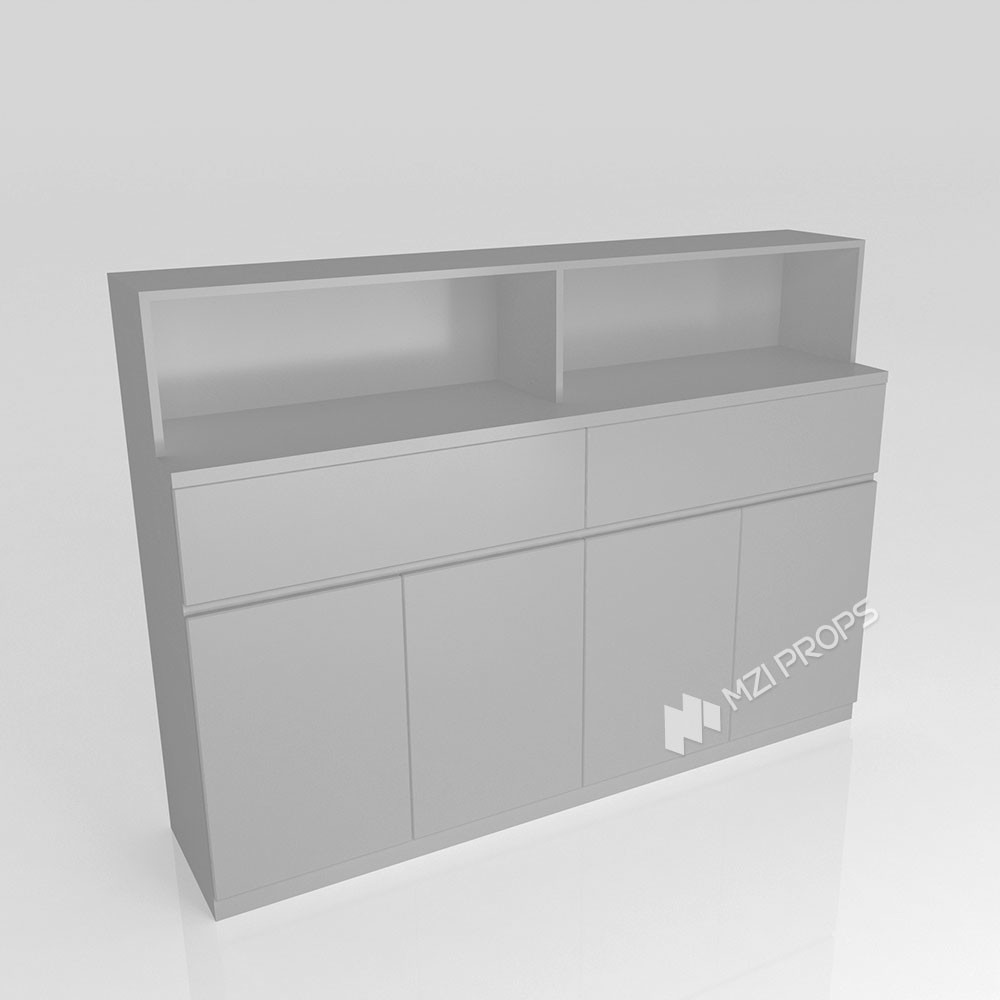 GDR09-Y001-C Retail Display Counter with Acrylic Panel Graphics and Cable Management Hole for Cosmetics Counter