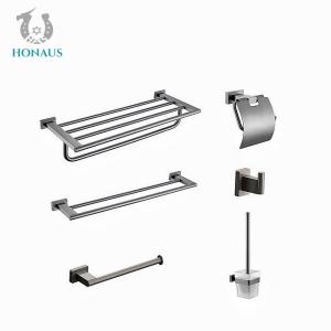 China 6 Pieces Set 304SS Wall Mounted Bathroom Fittings Modern Design Style on sale