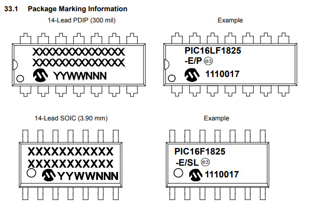 PIC16F1825T-I/ST PIC series Microcontroller IC Microchip FLASH 14-TSSOP