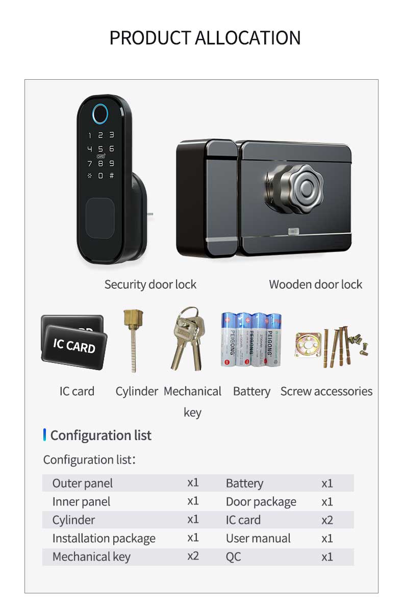 Fingerprint Digital Smart Life Door Lock Tuya Smart Phone App Control