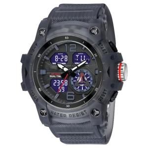 Multi Functional Plastic Quartz Watch 3ATM Quartz Movement Lcd Mens