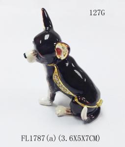 China dog bejeweled trinket box dog alloy decorative crafts pewter ornament home decorative on sale