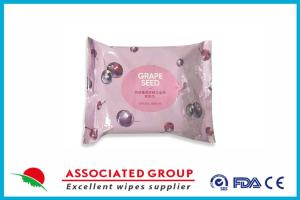 China Grape Seed Extract 100% Cotton Brightening Cleansing Makeup Remover Wipes on sale