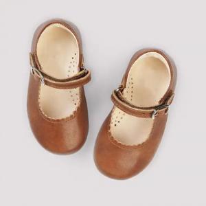 Buy cheap 2023 Cute Fancy Soft Genuine Leather Children Buckle Strap Princess Hard Sole Dress Shoes product