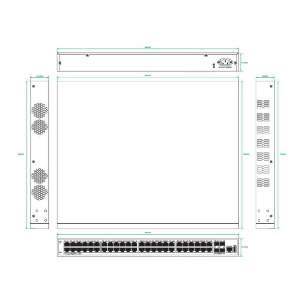 48 Port Gigabit L3 Managed Network Switch With 10G Fiber Uplinks Realtek Based