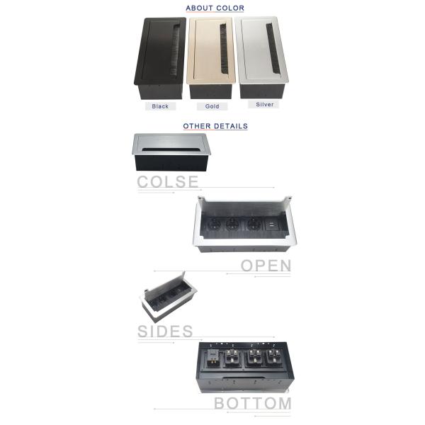 Brush clamshell Brush Hidden Tabletop Socket Outlet For Office Furniture with USB charger