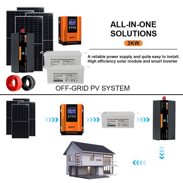 50Hz/60Hz 3000W Home Off Grid Solar Panel System 3kw Inverter Solar Power System