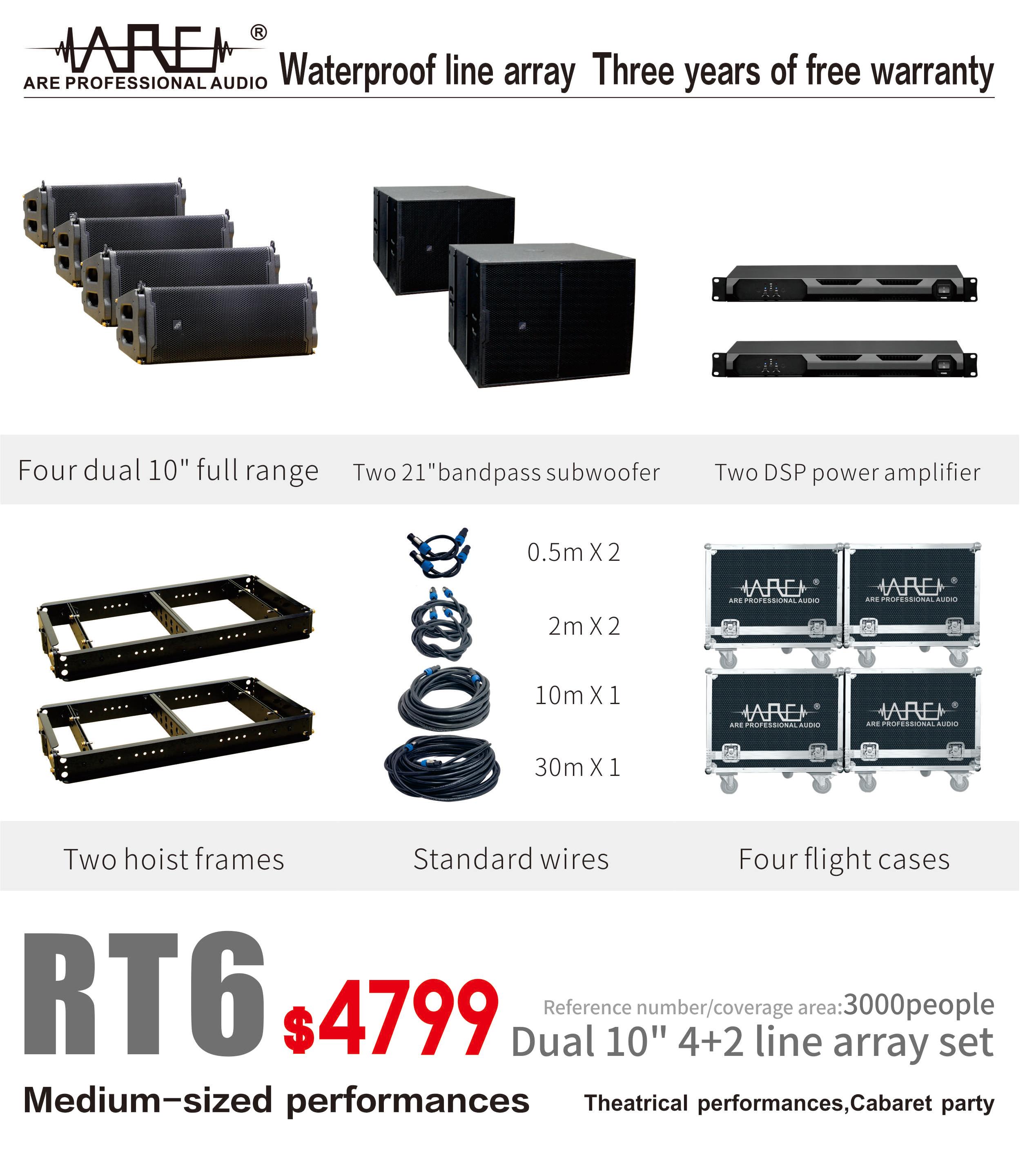 ARE AUDIO dual 10 inch passive outdoor line array speaker with deep bass comprehensive sound quality upgrade