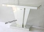 Hotel Lobby Mirror Console Table Sets , Beveled Edge Mirrored Sofa Table In
