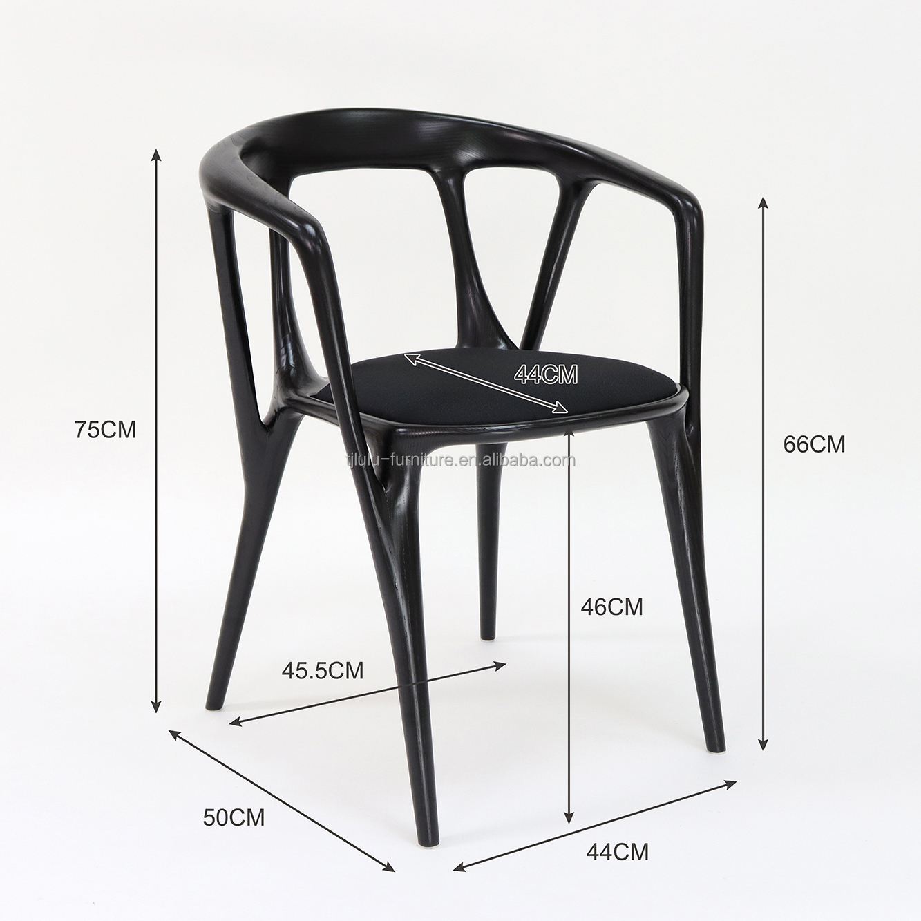 Wood Frame Fabric Armchair for Nordic Style Hotel Restaurant Dining Room Furniture Living Room Bedroom